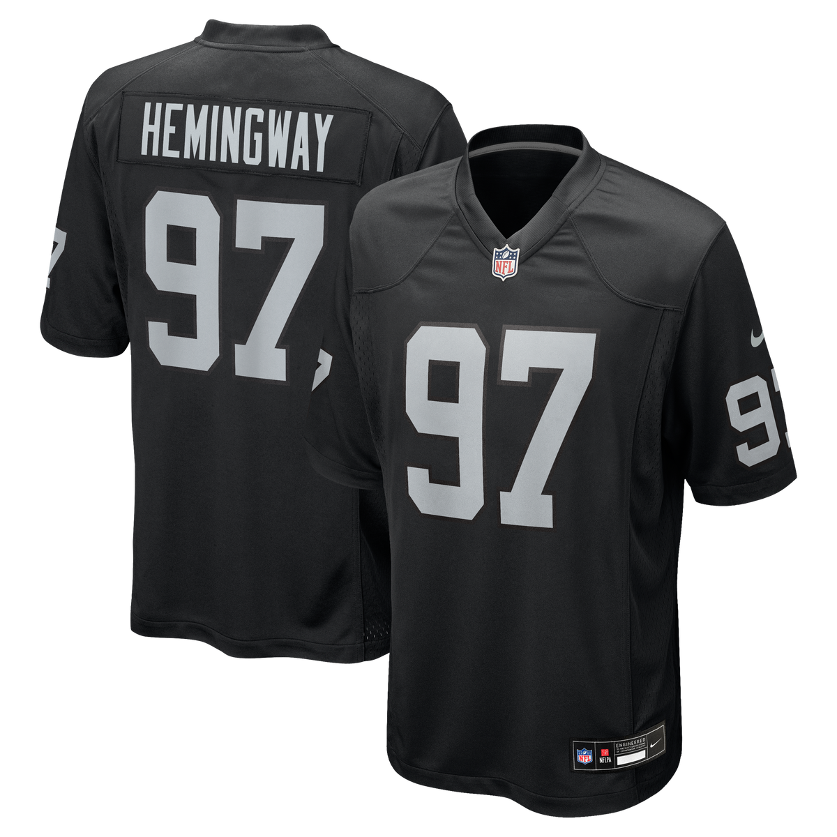 Men's Las Vegas Raiders Tonka Hemingway Nike Black Team Game Jersey