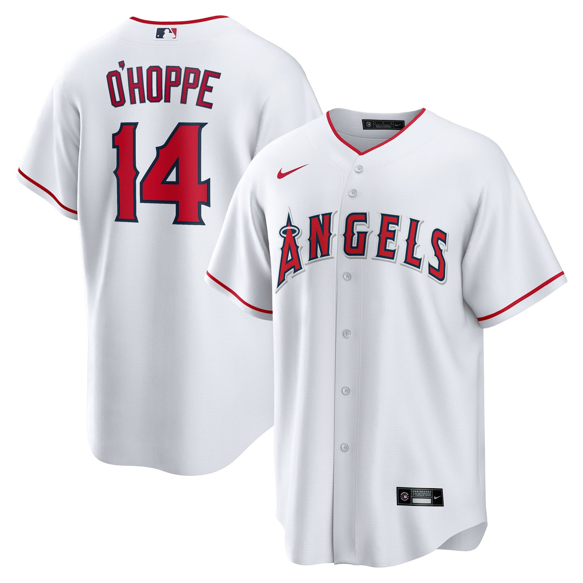 Men's Los Angeles Angels Logan O&'Hoppe Nike White Home Replica Jersey