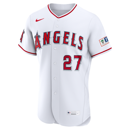 Men's Los Angeles Angels Mike Trout Nike White Home Authentic Sponsor Patch Jersey