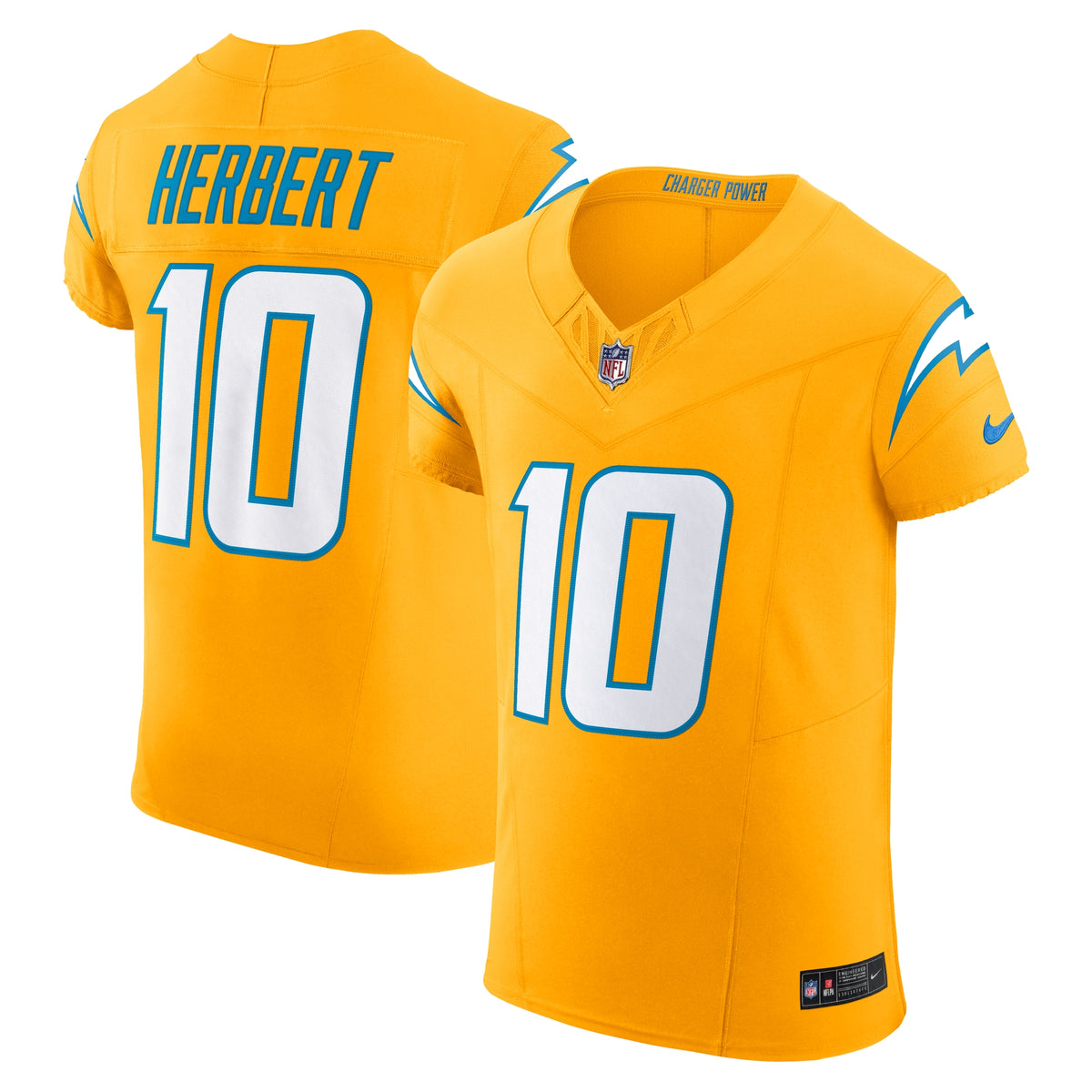 Men's Los Angeles Chargers Justin Herbert Nike Gold Alternate Vapor F.U.S.E. Elite Jersey