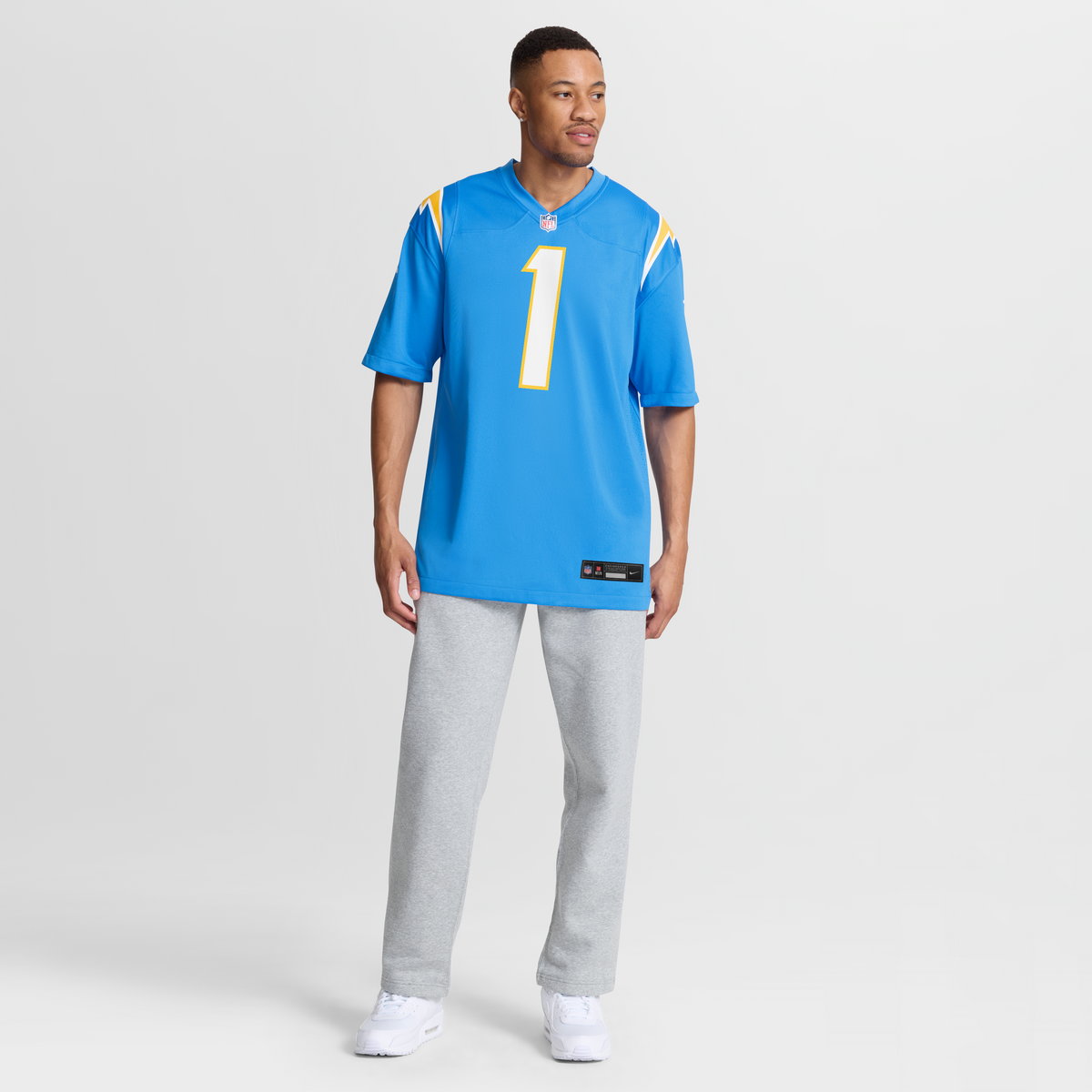 Men's Los Angeles Chargers Number 1 Dad Nike Powder Blue Game Jersey