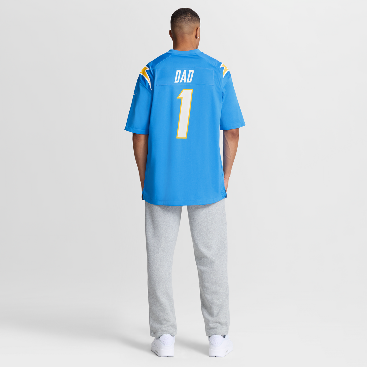 Men's Los Angeles Chargers Number 1 Dad Nike Powder Blue Game Jersey