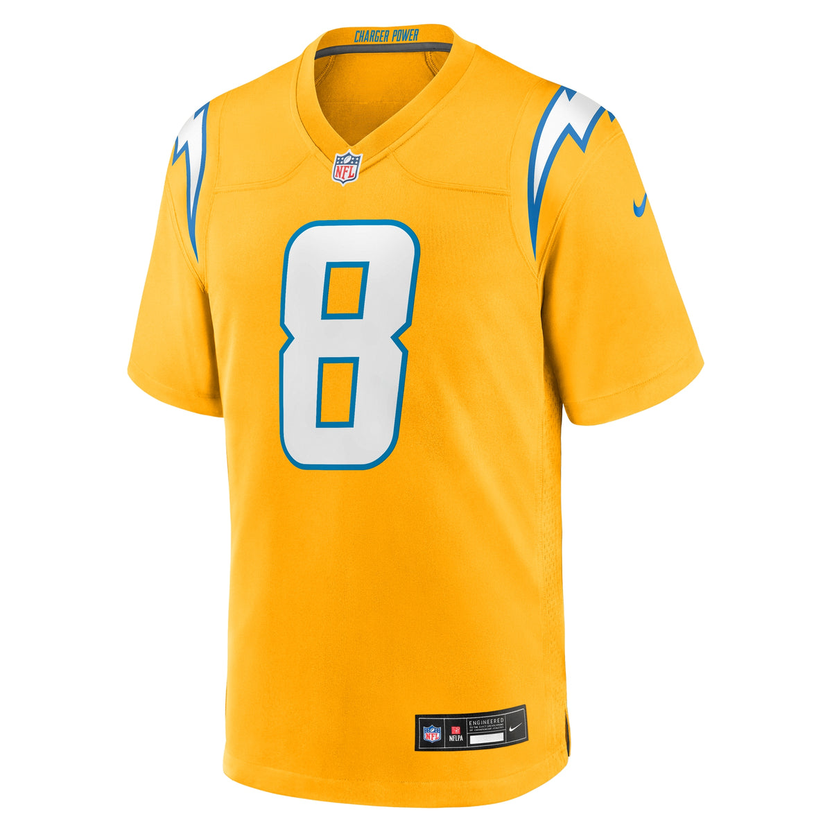 Men's Los Angeles Chargers Omarion Hampton Nike Gold Alternate Charger Power Game Player Jersey