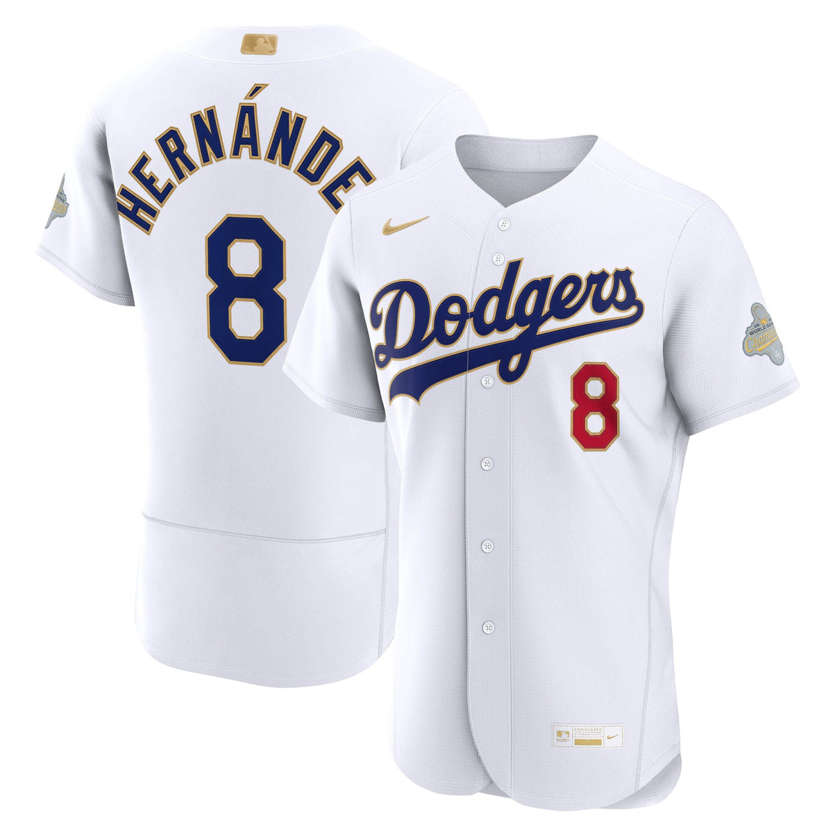 Men's Los Angeles Dodgers Enrique Herní¡ndez Nike White 2026 Gold Collection Authentic Jersey