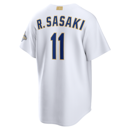 Men's Los Angeles Dodgers Roki Sasaki Nike White 2026 Gold Collection Stadium Jersey
