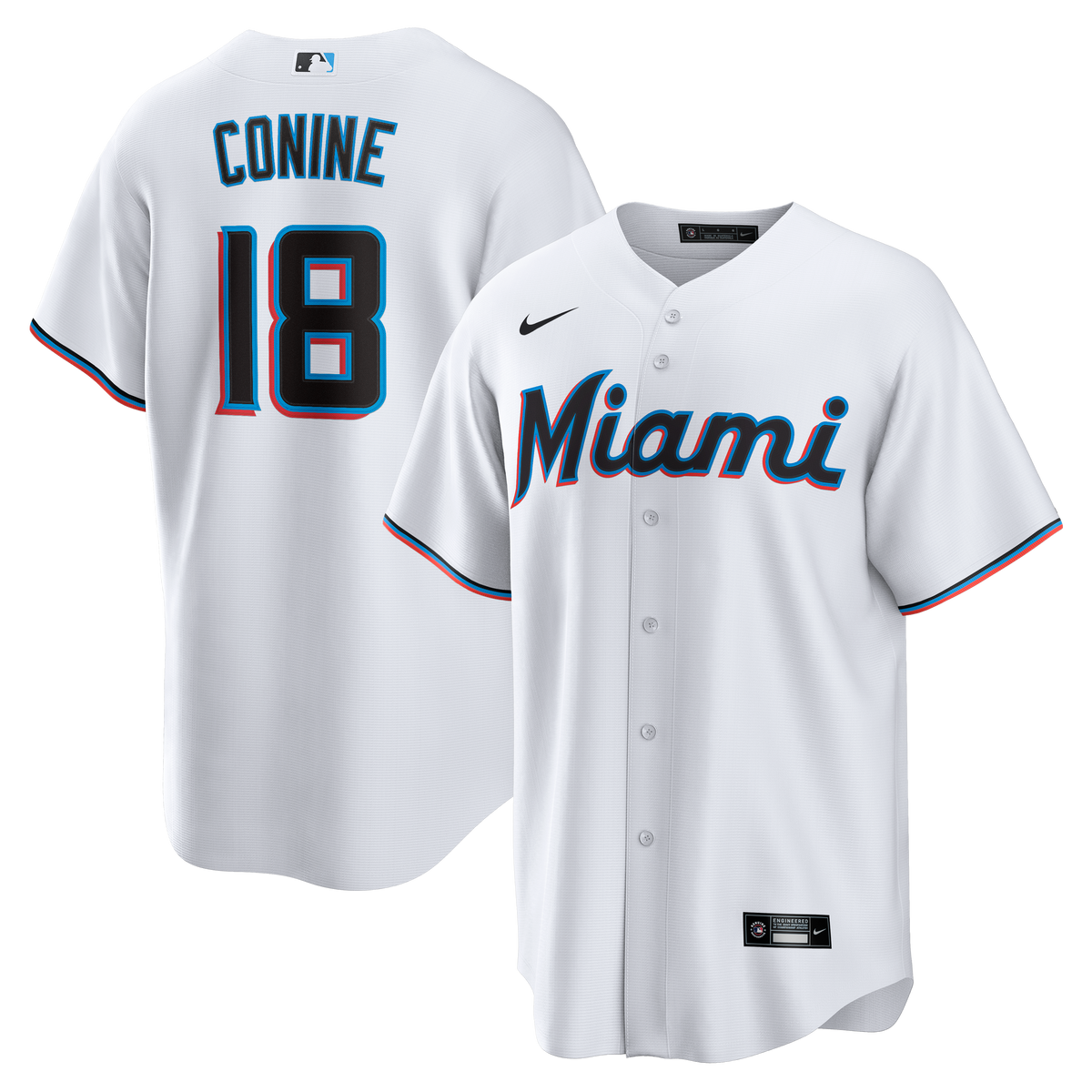 Men's Miami Marlins Griffin Conine Nike White Home Replica Jersey
