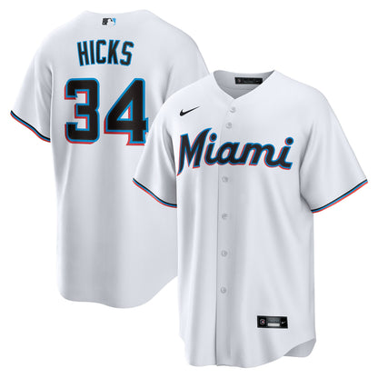 Men's Miami Marlins Liam Hicks Nike White Home Replica Jersey