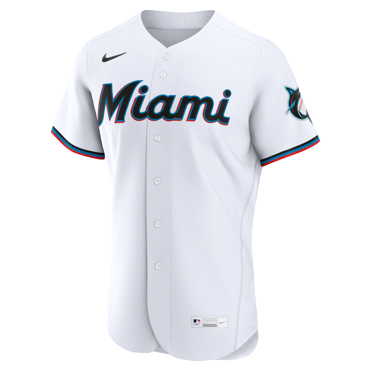 Men's Miami Marlins Nike White Home Authentic Custom Jersey