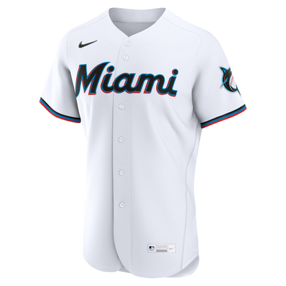 Men's Miami Marlins Nike White Home Authentic Custom Jersey
