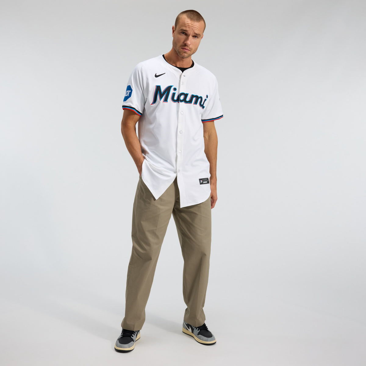 Men's Miami Marlins Nike White Home Elite Jersey