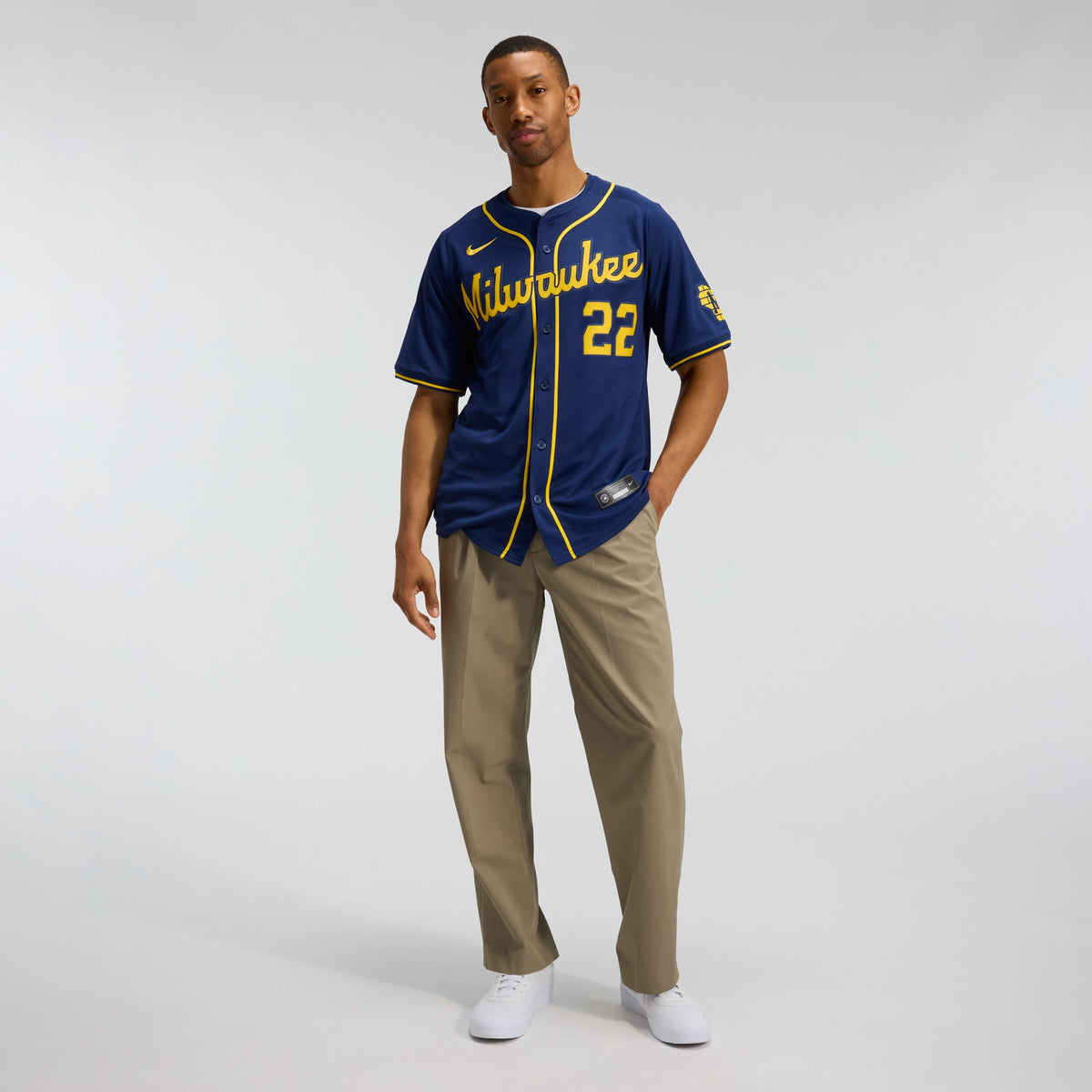 Men's Milwaukee Brewers Christian Yelich Nike Navy Alternate Limited Jersey