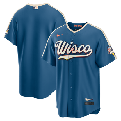 Men's Milwaukee Brewers Nike Mineral Blue 2026 City Connect Stadium Jersey