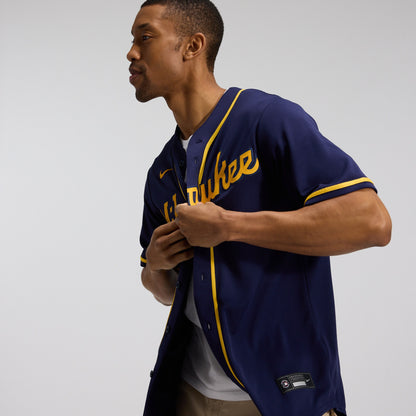 Men's Milwaukee Brewers Nike Navy Alternate Replica Team Jersey