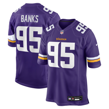 Men's Minnesota Vikings Caleb Banks Nike Purple 2026 NFL Draft First Round Pick No. 18 Team Game Jersey