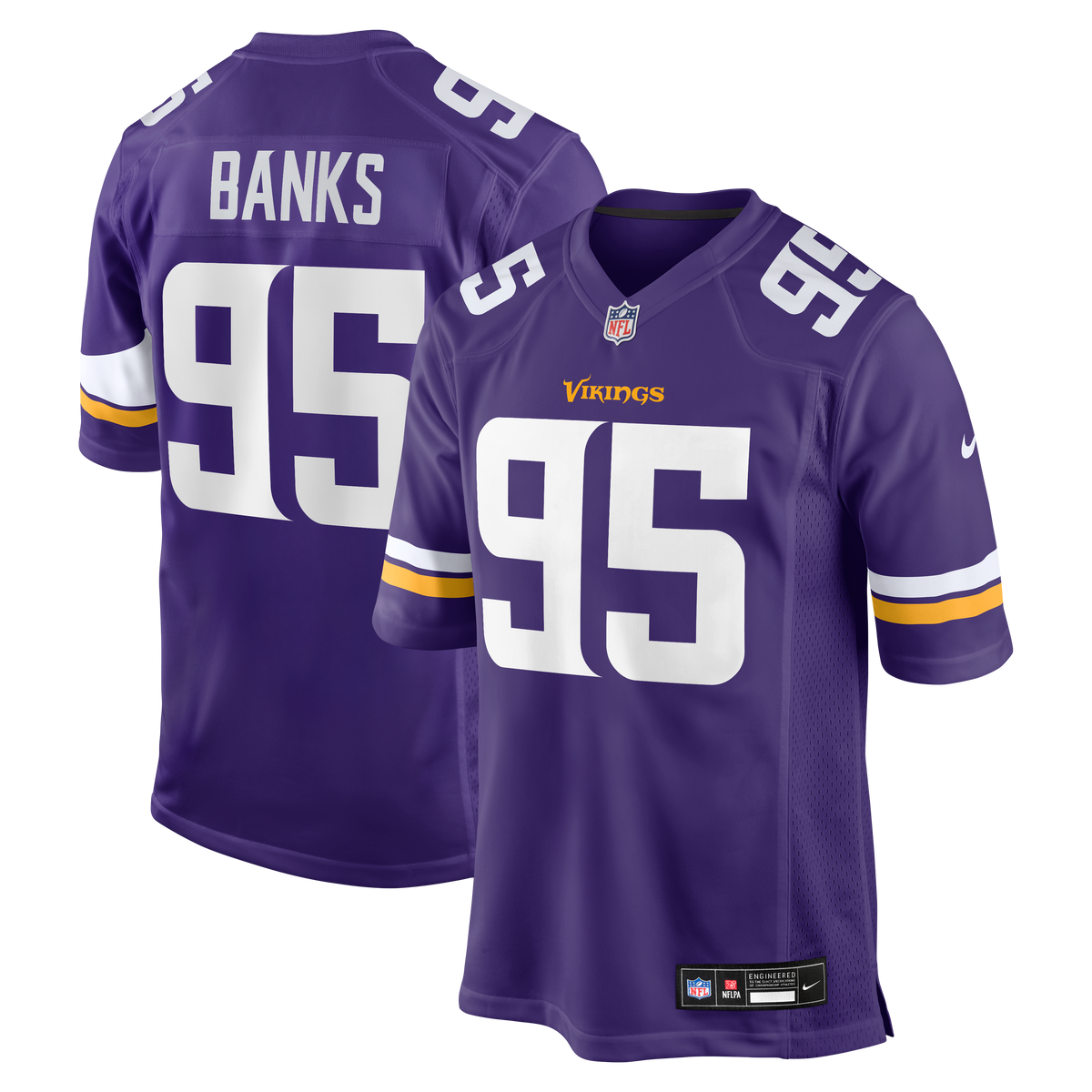Men's Minnesota Vikings Caleb Banks Nike Purple 2026 NFL Draft First Round Pick No. 18 Team Game Jersey