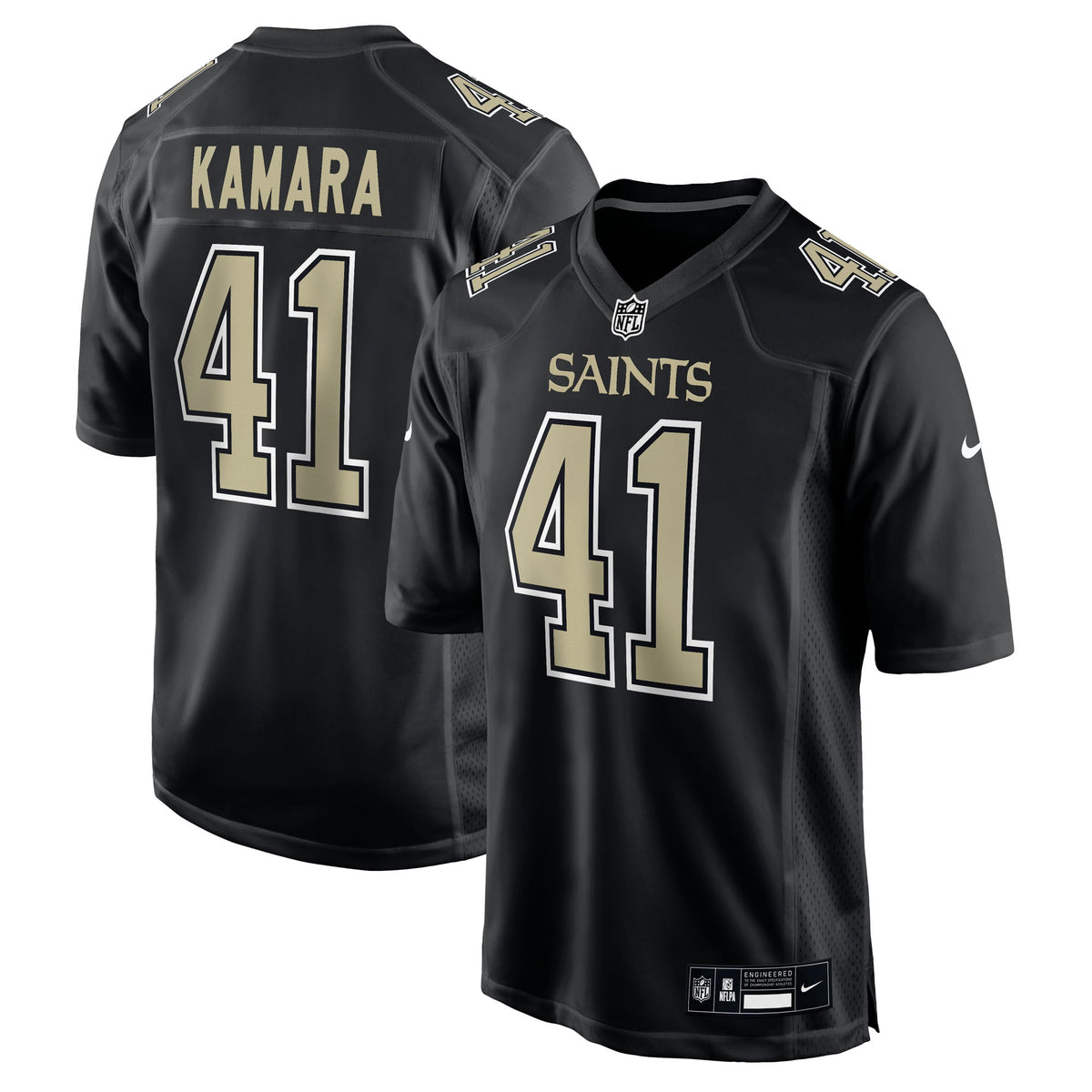 Men's New Orleans Saints Alvin Kamara Nike Carbon Black Fashion Game Jersey