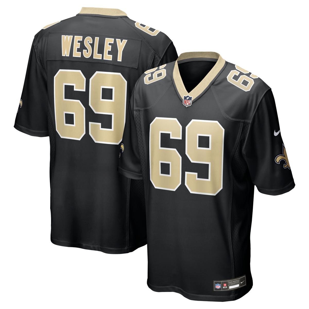 Men's New Orleans Saints Barry Wesley Nike Black Team Game Jersey