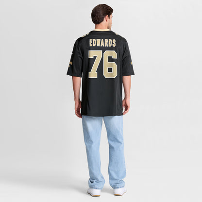 Men's New Orleans Saints David Edwards Nike Black Team Game Jersey