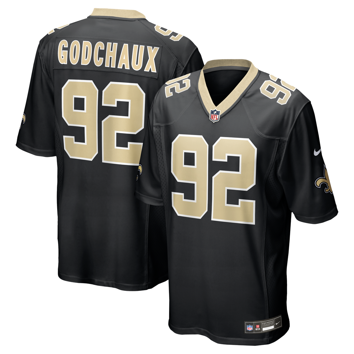 Men's New Orleans Saints Davon Godchaux Nike Black Team Game Jersey