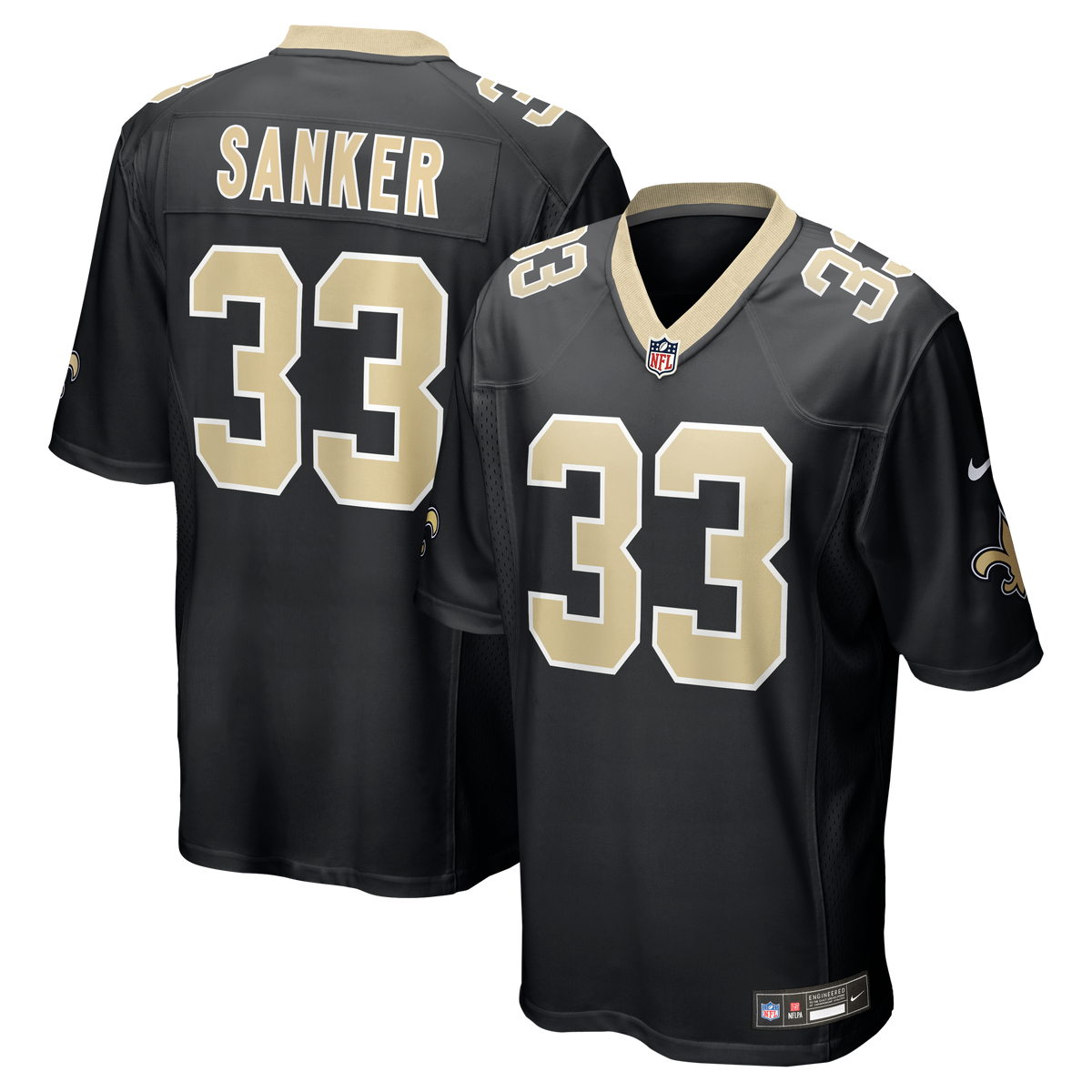 Men's New Orleans Saints Jonas Sanker Nike Black Team Game Jersey