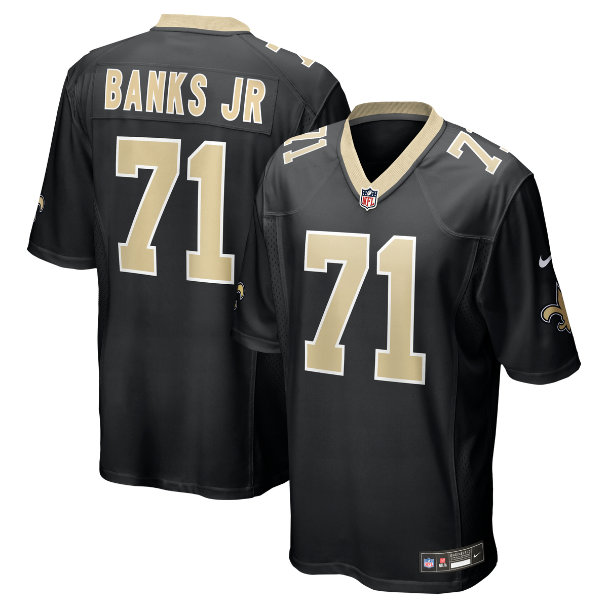 Men's New Orleans Saints Kelvin Banks Jr. Nike Black Game Player Jersey