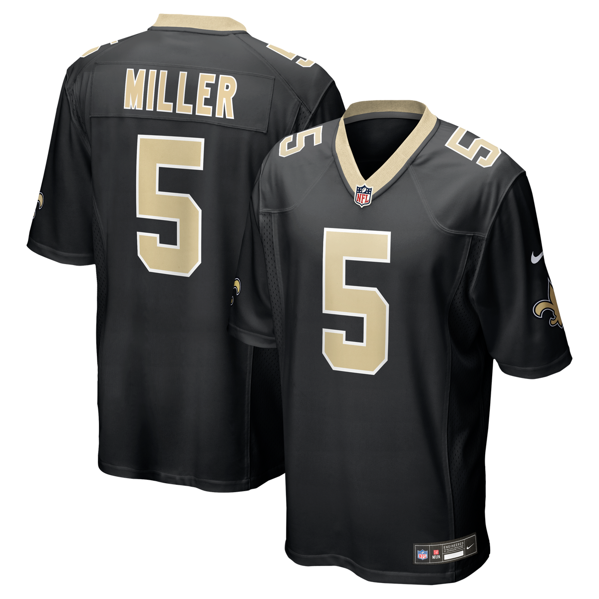 Men's New Orleans Saints Kendre Miller Nike Black Team Game Jersey