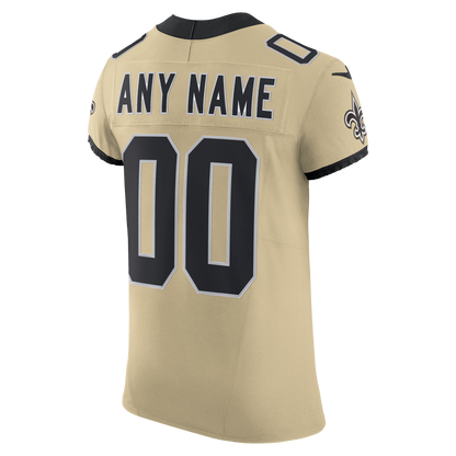 Men's New Orleans Saints Nike Gold Alternate Vapor F.U.S.E. Elite Custom Jersey