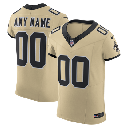 Men's New Orleans Saints Nike Gold Alternate Vapor F.U.S.E. Elite Custom Jersey