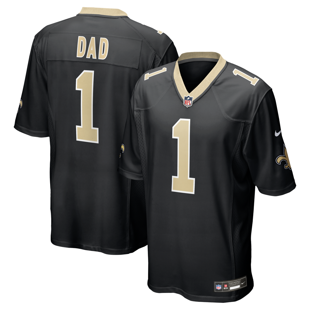 Men's New Orleans Saints Number 1 Dad Nike Black Game Jersey