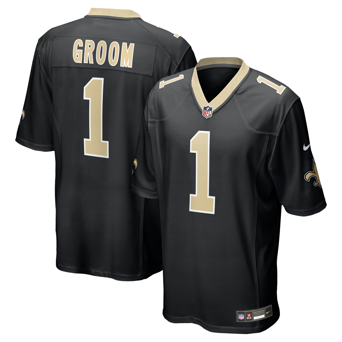 Men's New Orleans Saints Number 1 Groom Nike Black Game Jersey