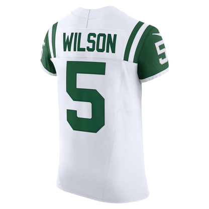 Men's New York Jets Garrett Wilson Nike White Classic Alternate Vapor F.U.S.E. Elite Jersey