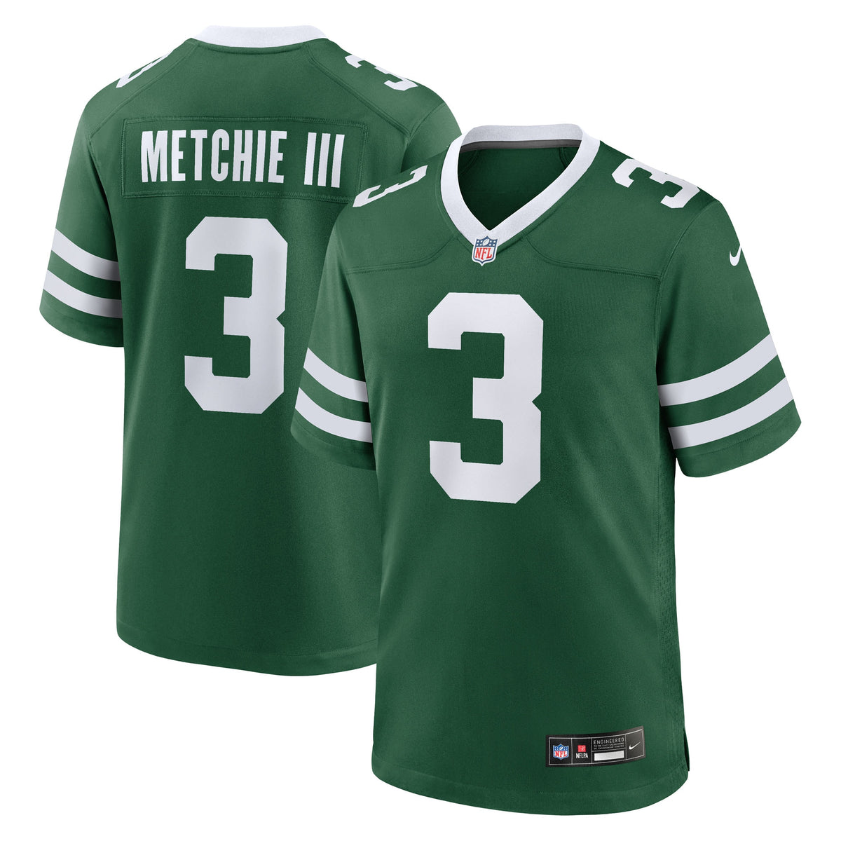 Men's New York Jets John Metchie III Nike Legacy Green Team Game Jersey