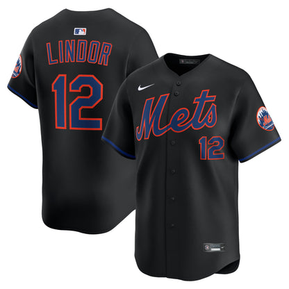Men's New York Mets Francisco Lindor Nike Black Alternate Limited Jersey