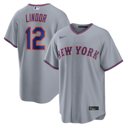 Men's New York Mets Francisco Lindor Nike Gray Road Replica Jersey