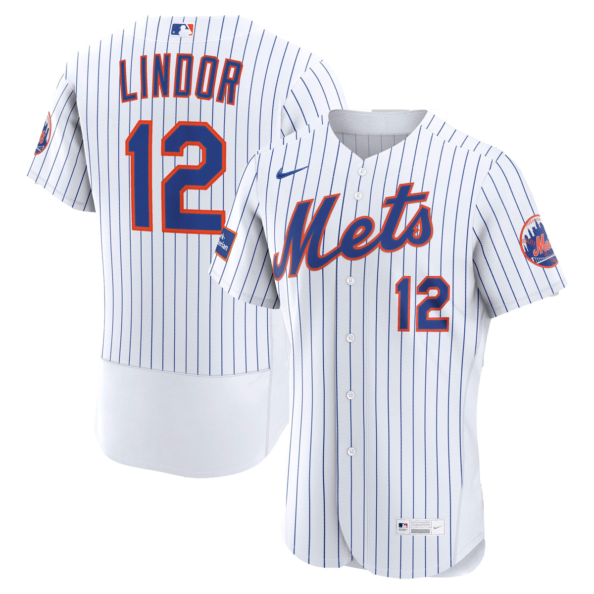 Men's New York Mets Francisco Lindor Nike White Home Authentic Sponsor Patch Jersey