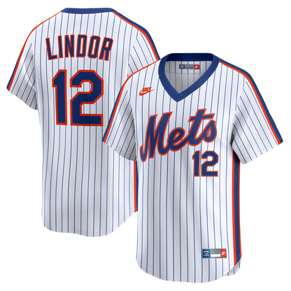 Men's New York Mets Francisco Lindor Nike White Throwback Cooperstown Collection Limited Jersey