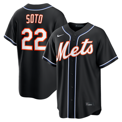 Men's New York Mets Juan Soto Nike Fashion Replica Black Out Jersey