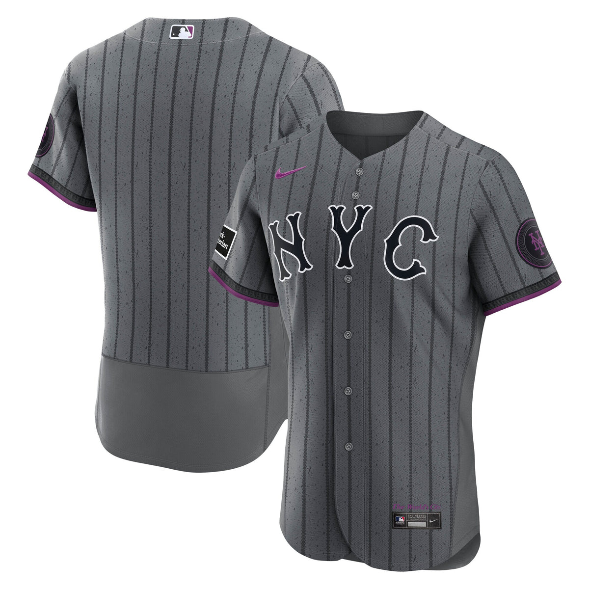 Men's New York Mets Nike Gray City Connect Authentic Sponsor Patch Jersey