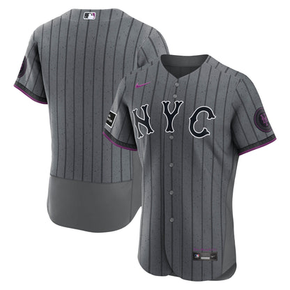 Men's New York Mets Nike Gray City Connect Authentic Sponsor Patch Jersey