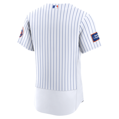 Men's New York Mets Nike White Home Sponsor Patch Authentic Jersey