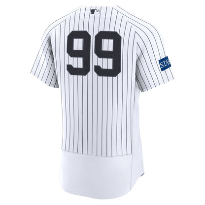 Men's New York Yankees Aaron Judge Nike White Home Authentic Sponsor Patch Jersey