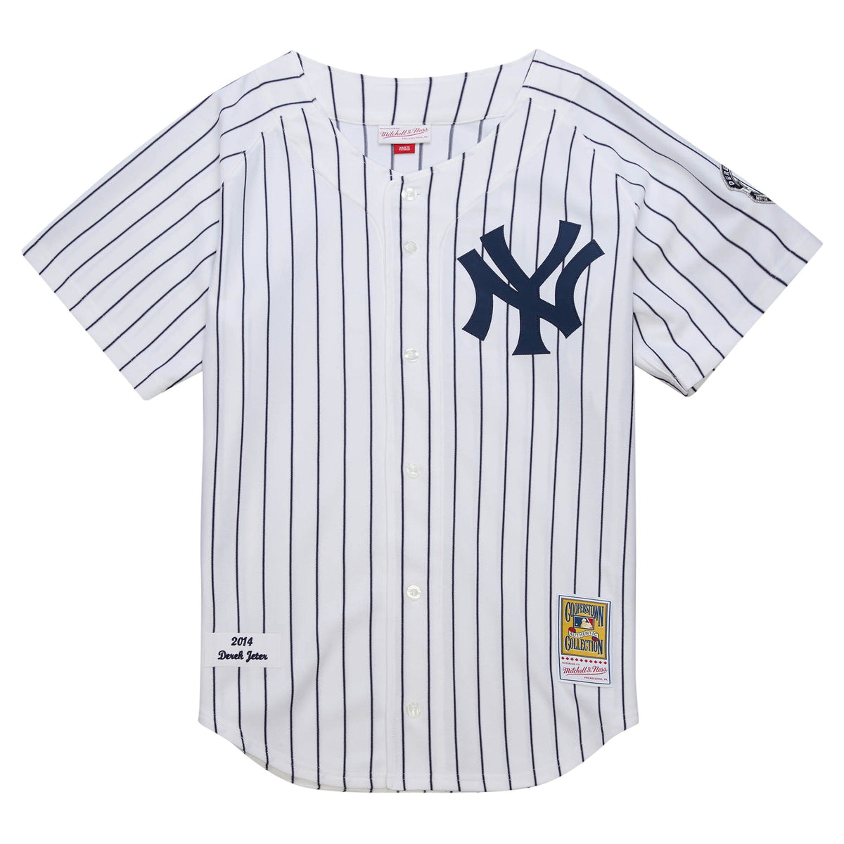 Men's New York Yankees Derek Jeter Mitchell & Ness White 2014 Cooperstown Collection Authentic Throwback Jersey