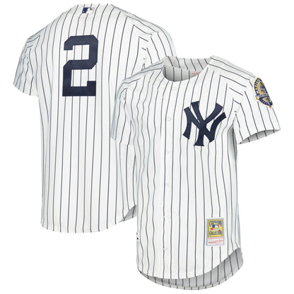 Men's New York Yankees Derek Jeter Mitchell & Ness White Cooperstown Collection Authentic Jersey