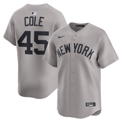 Men's New York Yankees Gerrit Cole Nike Gray Road Limited Player Jersey
