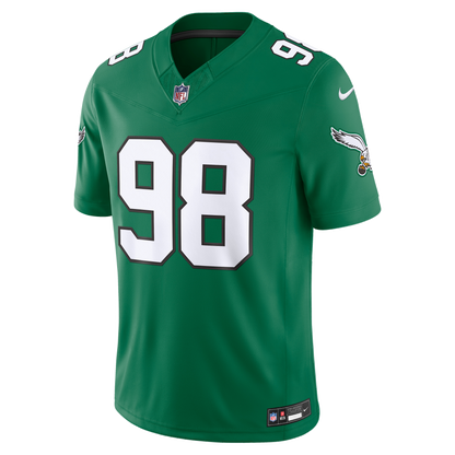 Men's Philadelphia Eagles Jalen Carter Nike Kelly Green Alternate Vapor F.U.S.E. Stitched Limited Jersey