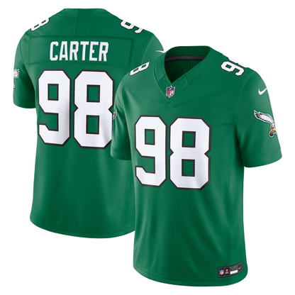 Men's Philadelphia Eagles Jalen Carter Nike Kelly Green Alternate Vapor F.U.S.E. Stitched Limited Jersey