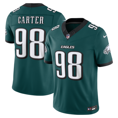 Men's Philadelphia Eagles Jalen Carter Nike Midnight Green Team Vapor F.U.S.E. Stitched Limited Jersey