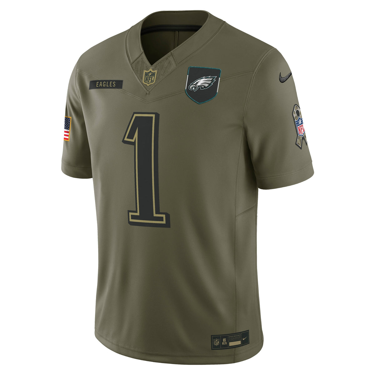 Men's Philadelphia Eagles Jalen Hurts Nike Olive 2025 Salute to Service Limited Jersey