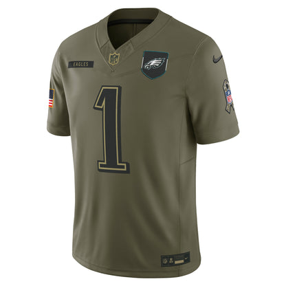 Men's Philadelphia Eagles Jalen Hurts Nike Olive 2025 Salute to Service Limited Jersey