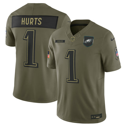 Men's Philadelphia Eagles Jalen Hurts Nike Olive 2025 Salute to Service Limited Jersey
